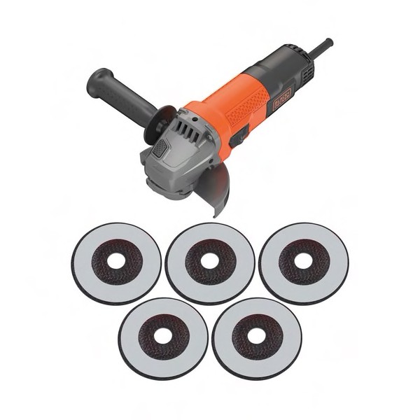 Smerigliatrice angolare 750 w - 115 mm + 5 dischi inclusi black+decker 