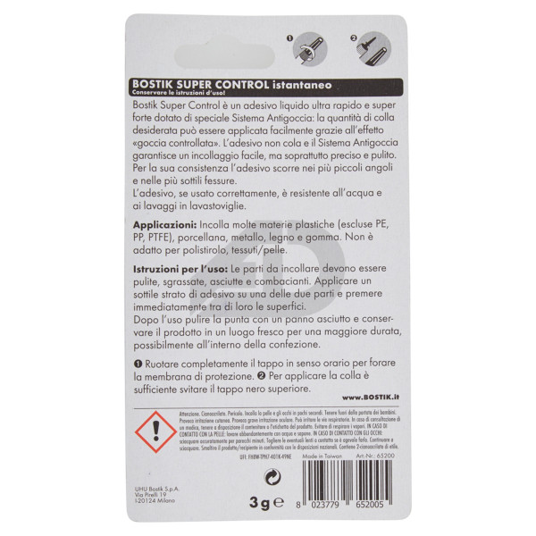 Colla istantanea Bostik Super Control 3 grammi D2738