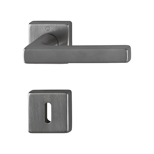Maniglia Hoppe Dallas con rosetta e bocchetta quadra 49 mm antracite satinato per porte da interni ed esterni