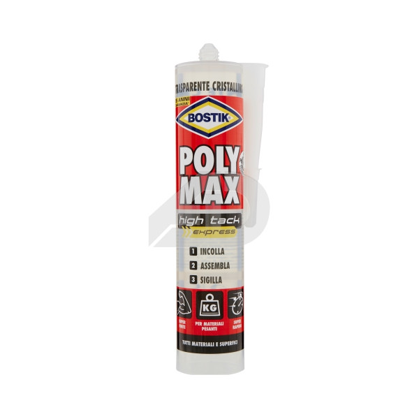 Colla universale Bostik Poly Max High Tack Express Cristal in cartuccia da 300 grammi D6135