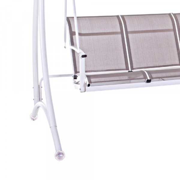 Dondolo con parasole Astros 3 posti 195x115x172 cm colore bianco tortora