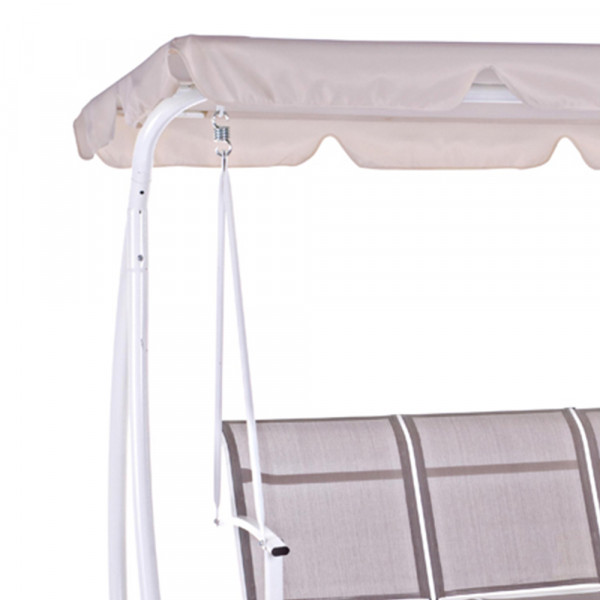 Dondolo con parasole Astros 3 posti 195x115x172 cm colore bianco tortora