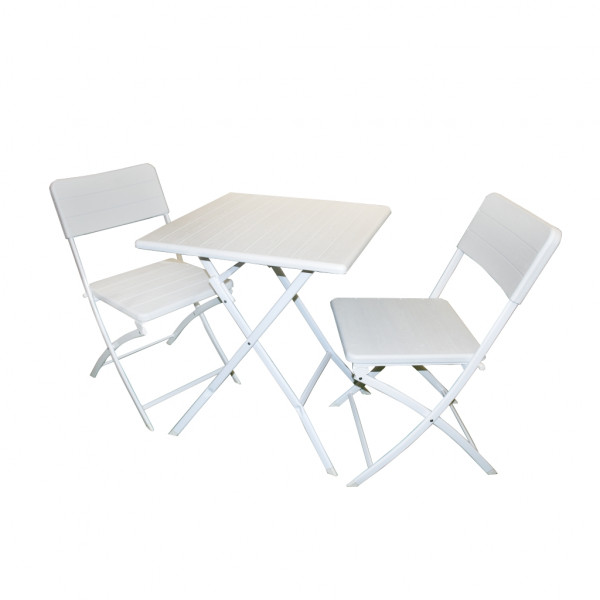 Set da giardino tavolo con due sedie bianco Zante