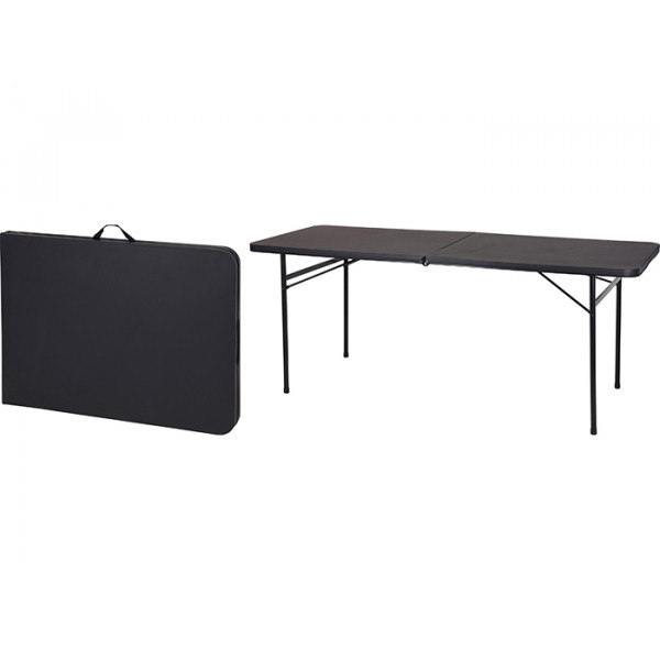 Tavolo da campeggio pieghevole nero 182x68x73 cm