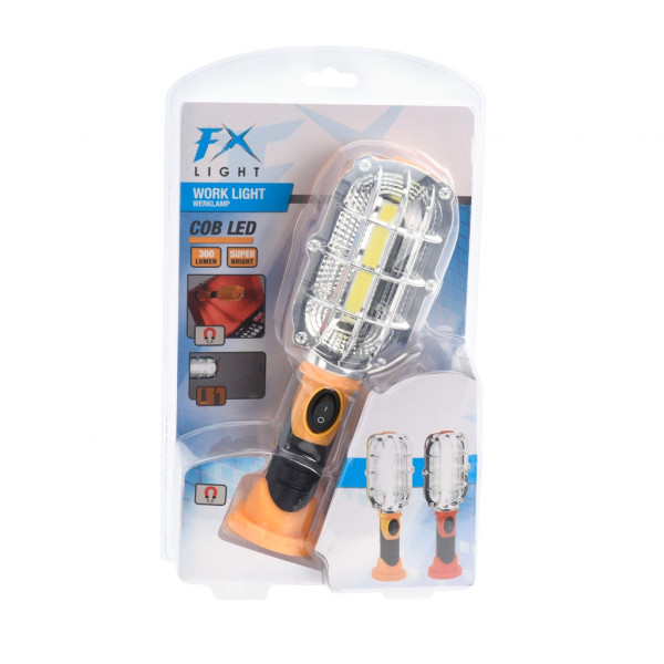 Lampada da lavoro a batteria 300 lumen con gancio e magnete due colori assortiti