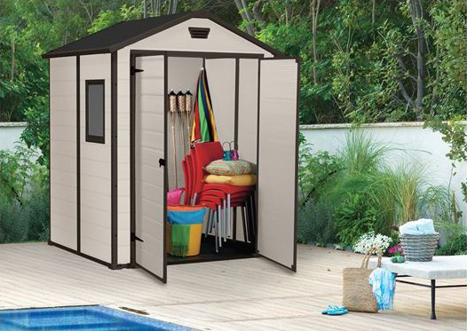 Casetta da giardino Keter Manor 6x5 in resina beige per esterni