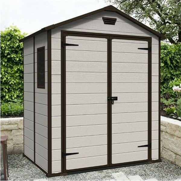 Casetta da giardino Keter Manor 6x5 in resina beige per esterni