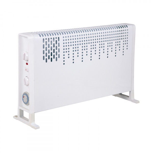 Stufa elettrica aura 750-1250-2000w funzione caldo freddo con timer bianco