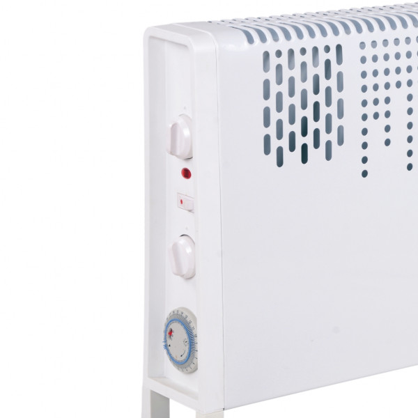 Stufa elettrica aura 750-1250-2000w funzione caldo freddo con timer bianco