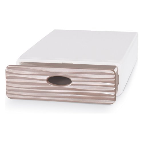 Contenitore multiuso impilabile domopak qbsw08 qbox deco slim 28x40x9 cm pearl