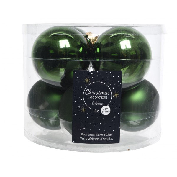 Palline per albero di natale e decorazioni natalizie kaemingk colore verde pino 8 pezzi