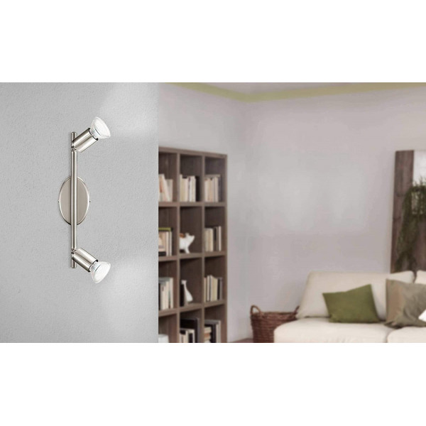 Barra orientabile 2 faretti LED da interni Eglo Buzz 2 nickel opaco GU10