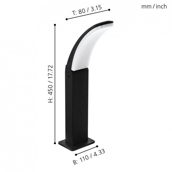Palo led da esterni nero luce bianca 3000k Eglo Fiumicino 98151