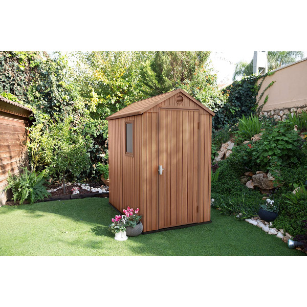 Casetta da giardino Darwin 4X6 in resina con finestre laterali K245957