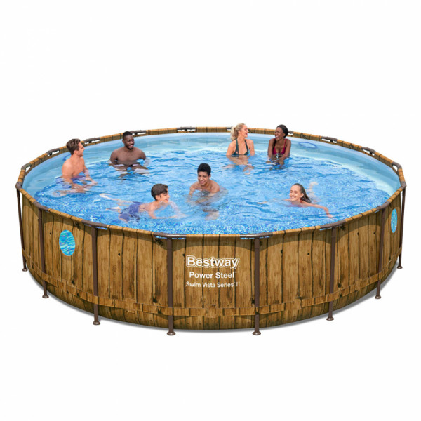 Piscina fuori terra Bestway Power Steel rotonda con oblò 549x122 cm 56977