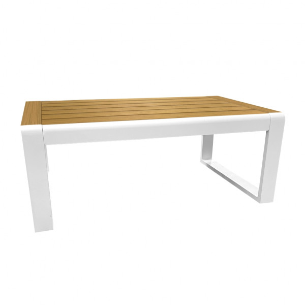 Set da giardino Almeria con tavolo basso divano e due poltrone colore grigio e bianco