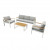 Set da giardino Almeria con tavolo basso divano e due poltrone colore grigio e bianco