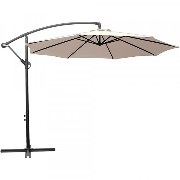Ombrellone a braccio da giardino Saranda 300 x 300 cm metallo ecrù e nero