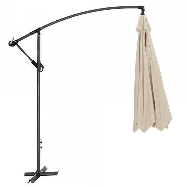 Ombrellone a braccio da giardino Saranda 300 x 300 cm metallo ecrù e nero