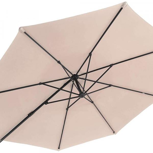 Ombrellone a braccio da giardino Saranda 300 x 300 cm metallo ecrù e nero