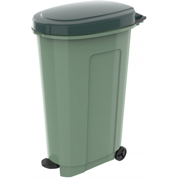 Pattumiera a pedale con ruote bidone 95 lt bama raccolta differenziata muschio