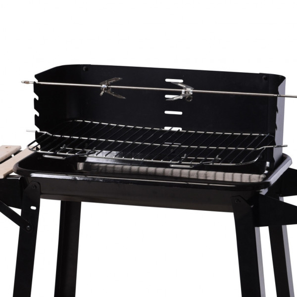 Barbecue a carbone con ruote e ripiani 54x34x65 cm nero