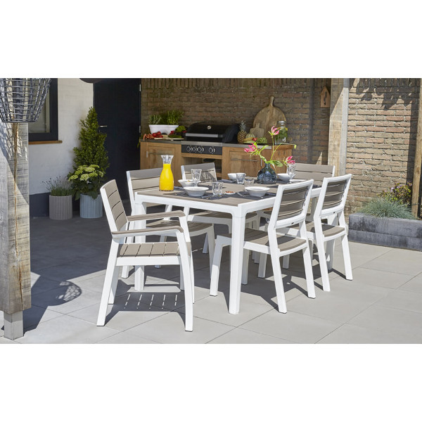 Tavolo da giardino in resina Keter Harmony 160x90x74 cm bianco cappuccino