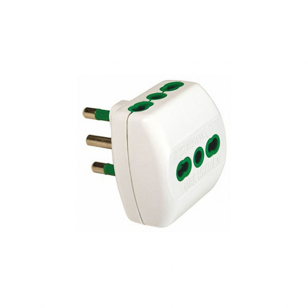 Adattatore elettrico triplo da S17 a 3P17/11 verticale bianco Fanton
