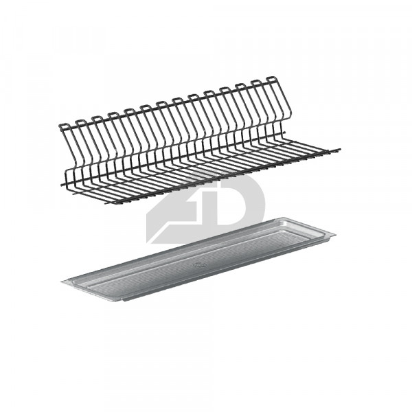 Kit griglie scolapiatti in filo ovale ardesia con vassoio per mobile 80cm Inoxa