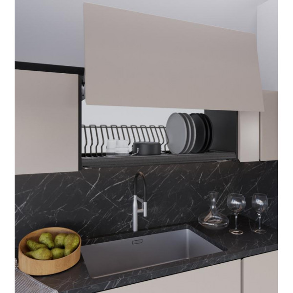 Kit griglie scolapiatti in filo ovale ardesia con vassoio per mobile 90cm Inoxa