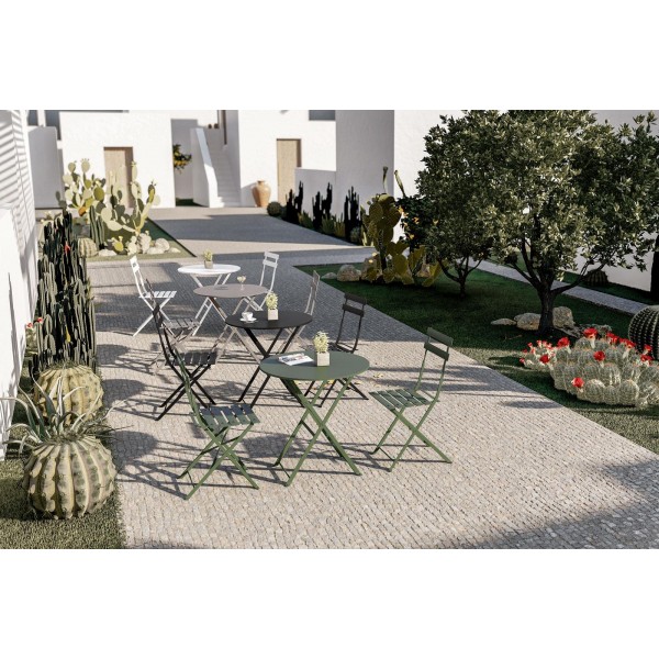 Set da giardino tavolo e 2 sedie pieghevoli colore antracite Koopman Bistrot