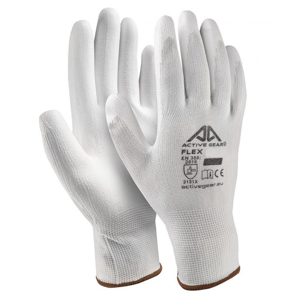 Guanti da lavoro in poliestere Active Gear Flex bianco taglia 8 - M