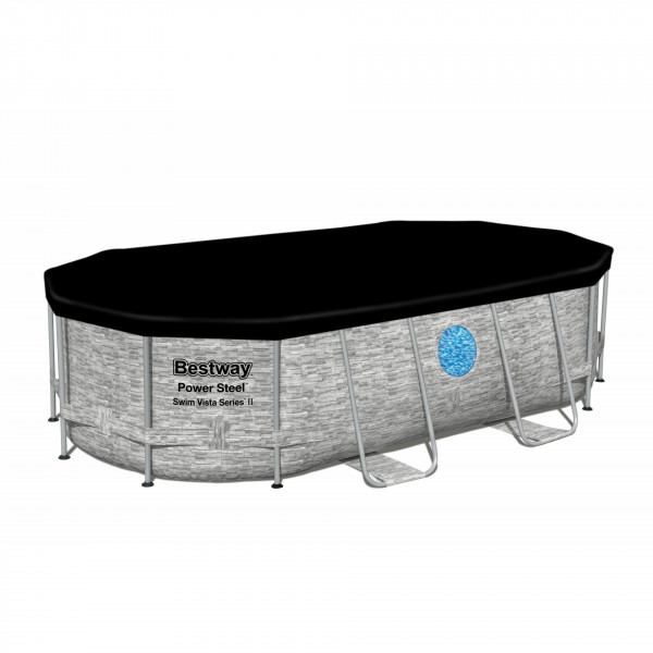 Piscina fuori terra Bestway 56714 Swim Vista II ovale con oblò 427x250x100 cm