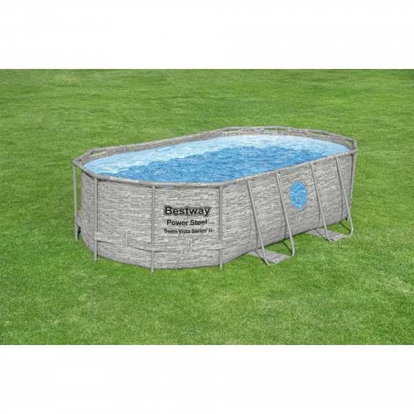 Piscina fuori terra Bestway 56714 Swim Vista II ovale con oblò 427x250x100 cm