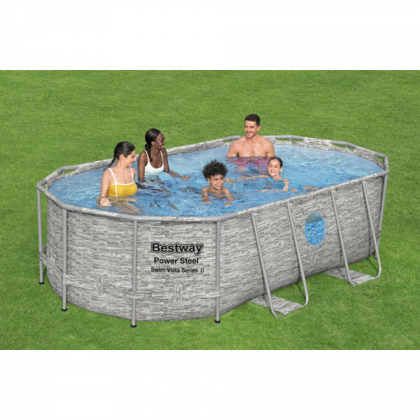Piscina fuori terra Bestway 56714 Swim Vista II ovale con oblò 427x250x100 cm