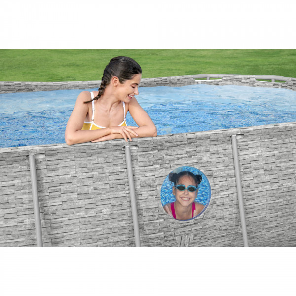 Piscina fuori terra Bestway 56714 Swim Vista II ovale con oblò 427x250x100 cm