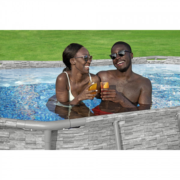 Piscina fuori terra Bestway 56714 Swim Vista II ovale con oblò 427x250x100 cm