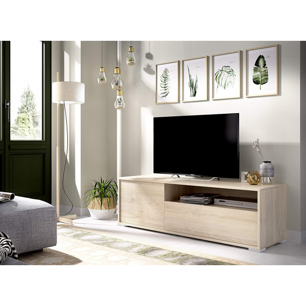 Mobile basso per TV in melamina ad alta resistenza 130x40x41 cm legno naturale