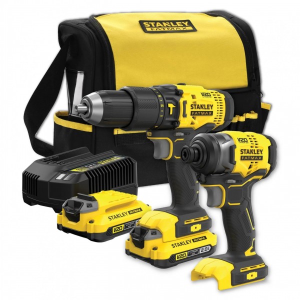 Set trapano avvitatori con 2 batterie da 2.0 ah e borsa Stanley SFMCK465D2S-QW