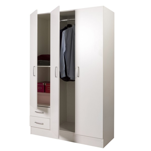 Armadio 3 ante con cassetti bianco 120x46x184cm Composad