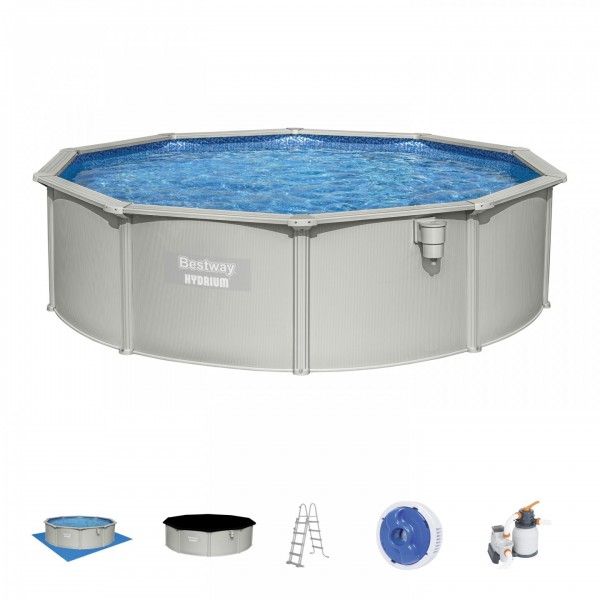 Piscina fuori terra Bestway Hydrium 56384 tonda 460x120 cm grigio