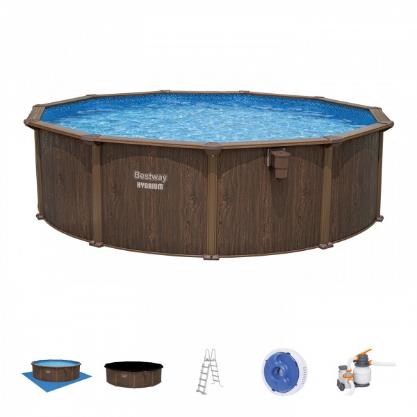 Piscina fuori terra Bestway Hydrium 561CU tonda 490x130 cm effetto legno