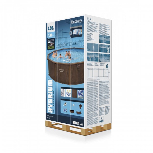 Piscina fuori terra Bestway Hydrium 561CU tonda 490x130 cm effetto legno