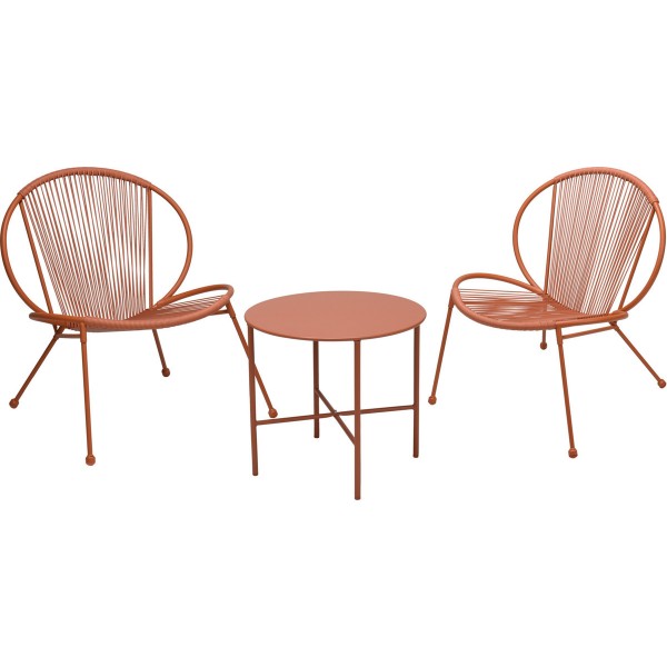 Set da giardino metallo 2 sedie e un tavolino terracotta