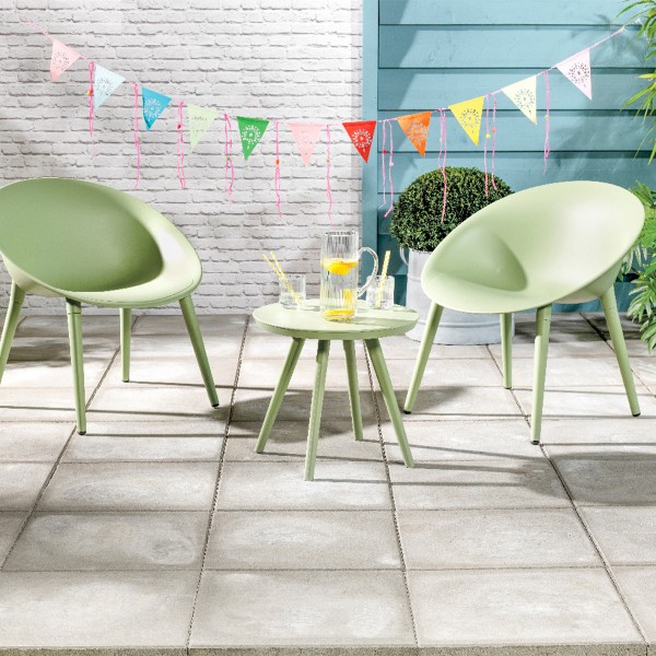 Set da giardino due poltrone e un tavolino Marbella colore verde chiaro Kaemingk