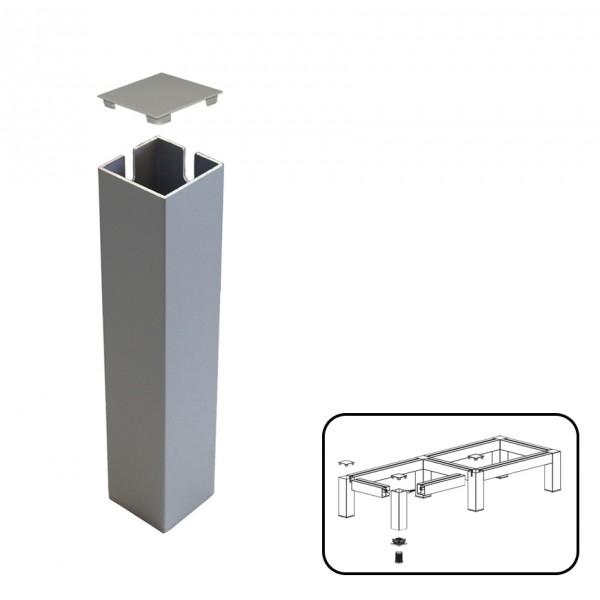 Piede quadro 40x40 h150 terminale anodizzato naturale