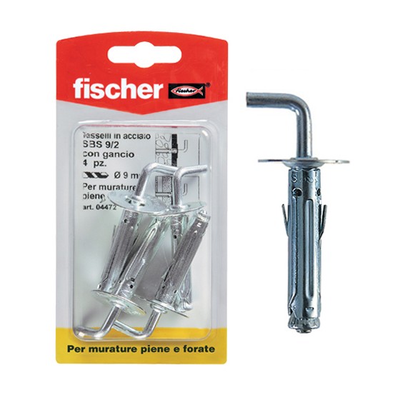 Sbs 9/2 k tassello d. 9 mm c/gancio medio (4 pz)