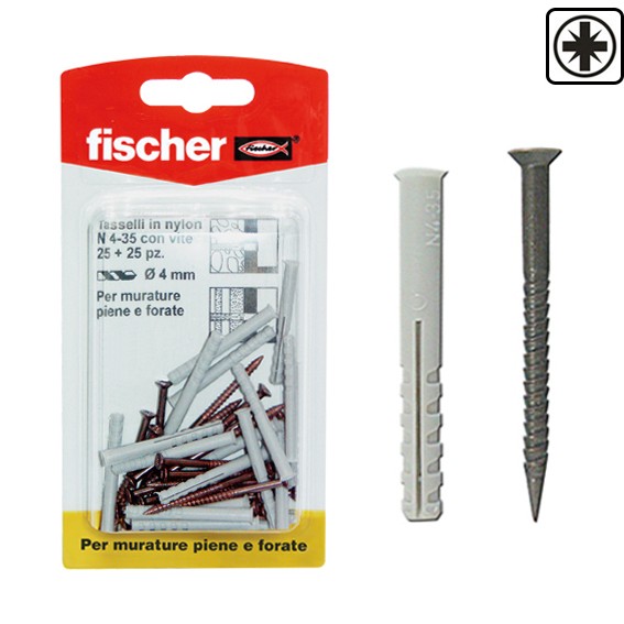 N 4-35 k tassello d. 4 x 35 mm c/vite tsp (25 pz)