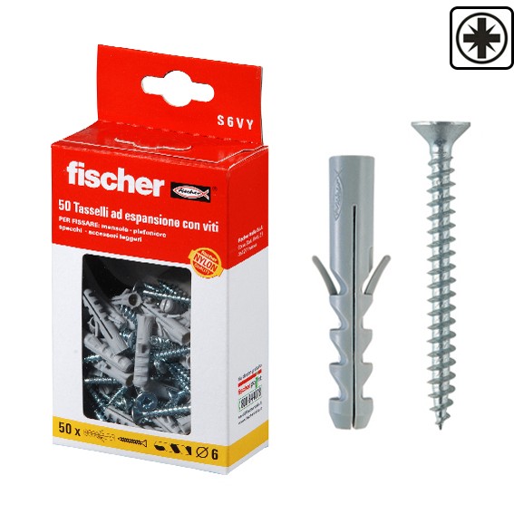 Sv y tassello d. 6 x 30 mm c/vite tsp pz (50 pz)