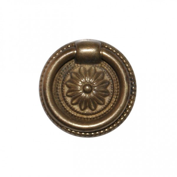 Maniglia pendente anello d. 37 mm ottone antico